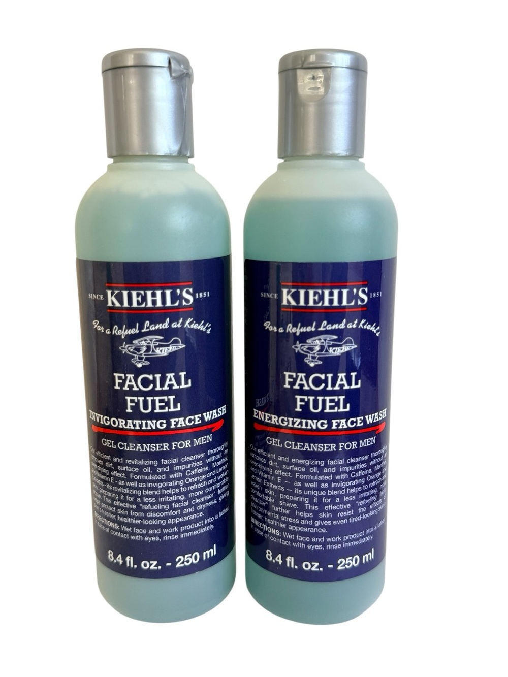 Kiehl's Facial Fuel Invigorating Face Wash Gel Cleanser Men 8.4 fl oz Sealed Two